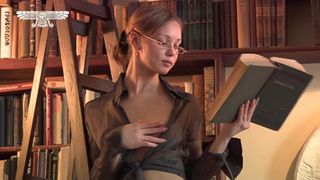 Sexy librarian pleasures herself, upscaled to 4K